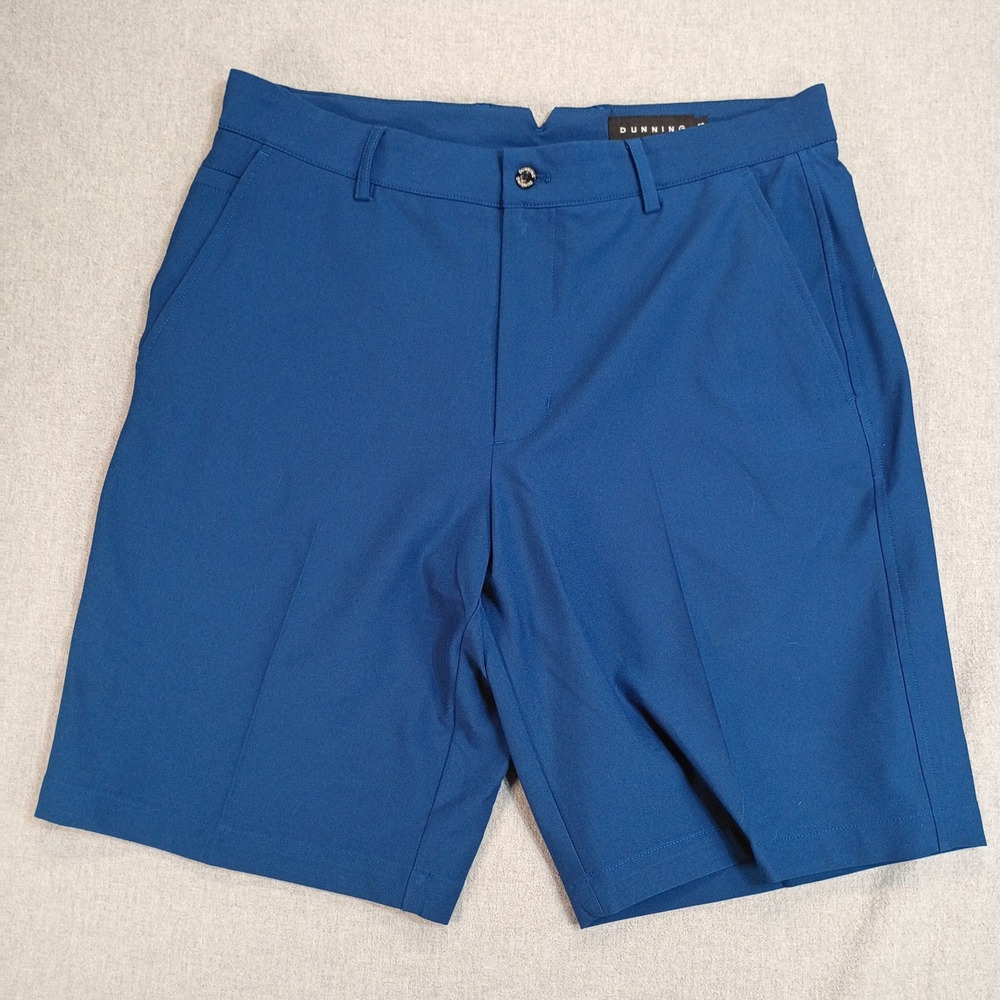 Dunning Golf Shorts Mens 33 Blue Performance Stretch Flat Front Casual Resort